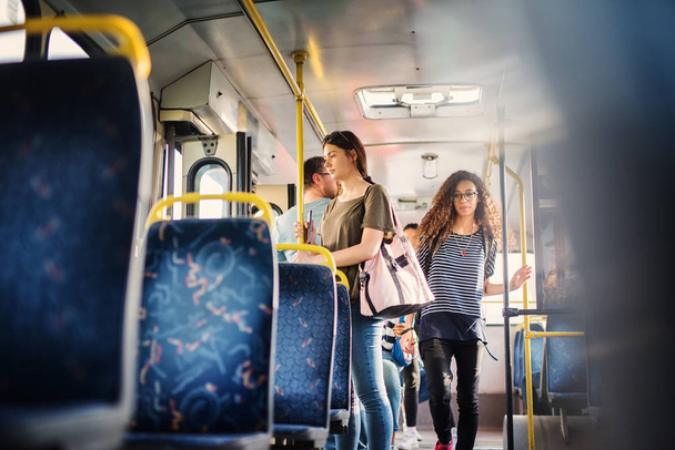 young attractive people travelling by bus  - Foto, afbeelding