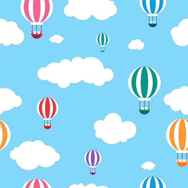 Himmel mit Luftballons nahtloses Muster, Vektorillustration  - Vektor, Bild