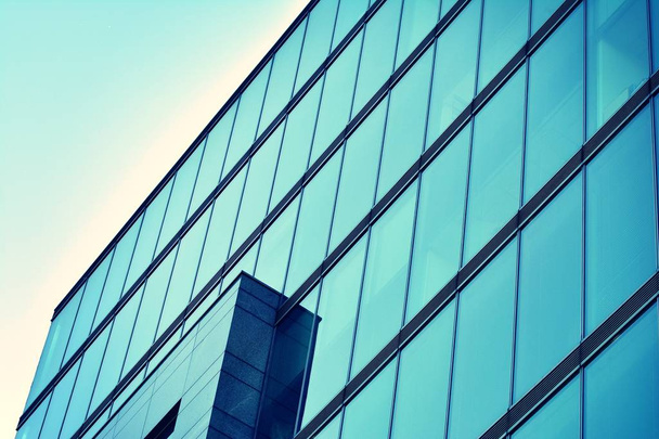Modern office building on a clear sky background. Retro stylized colorful tonal filter effect - Photo, Image