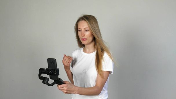 Fasion blogger make video blog, vlog, with her digital camera - Photo, Image
