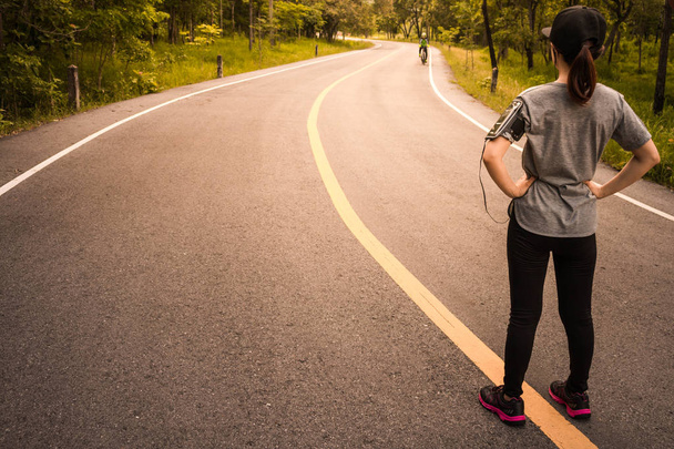 Women jogging for health, Concept health love. - 写真・画像