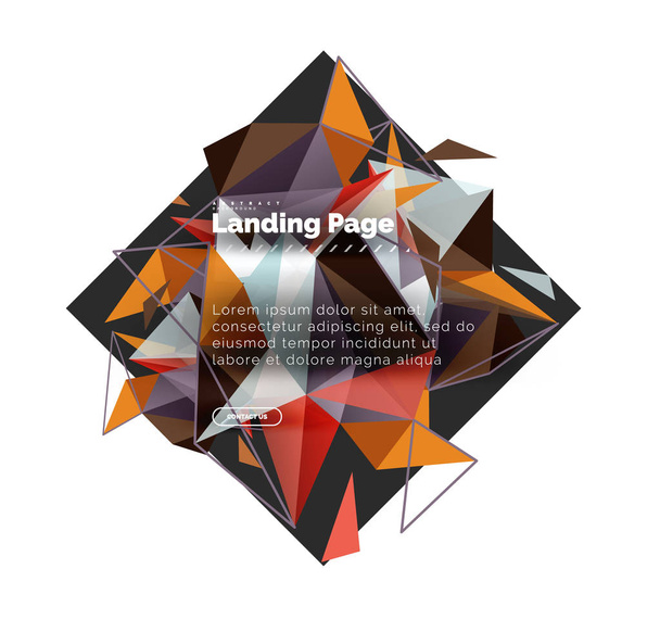 Conception triangulaire fond abstrait, page de destination. Triangles colorés de style poly bas sur blanc
 - Vecteur, image