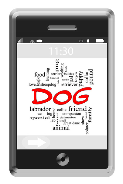 Concept de nuage de mot de chien sur téléphone à écran tactile
 - Photo, image