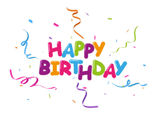 Feliz aniversário celebração design com confete colorido
 - Vetor, Imagem