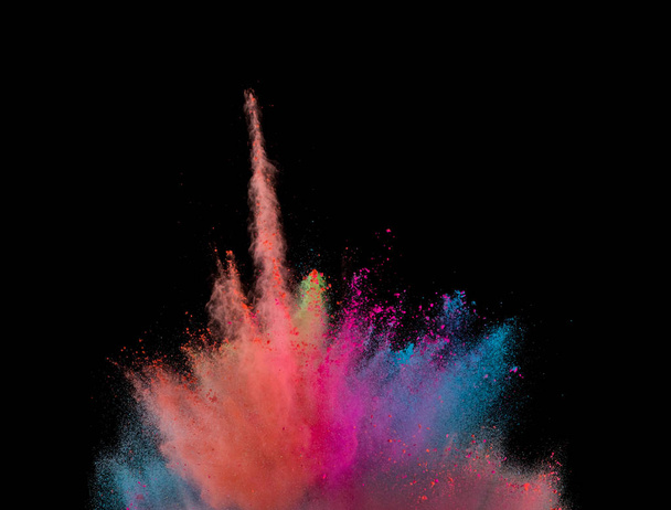 Explosion of coloured powder isolated on black background. Abstract colored background - Fotografie, Obrázek