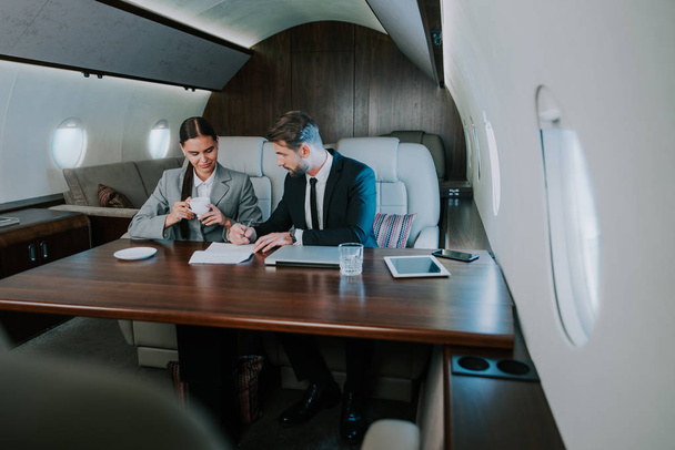 Business team on the private jet - Фото, зображення
