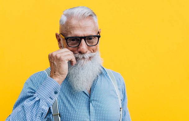 Senior hipster with stylish beard portraits - 写真・画像