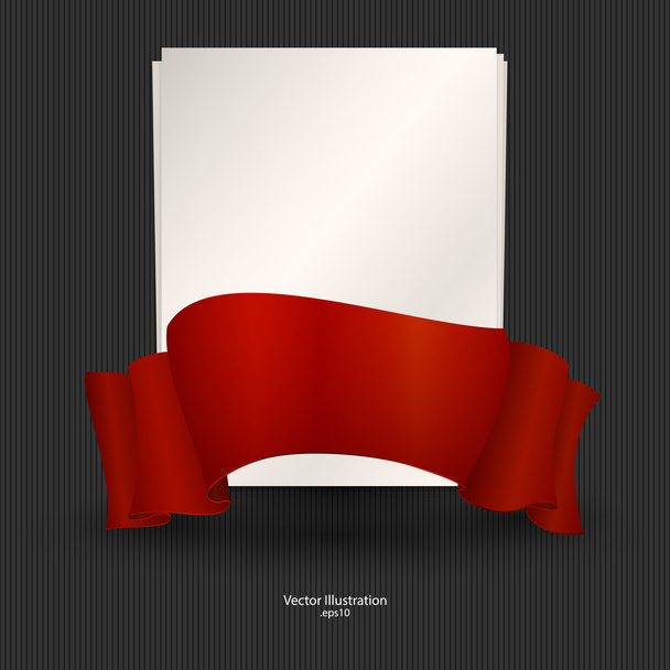 A sheet of paper with red ribbon. Vector illustration. - Vector, Image