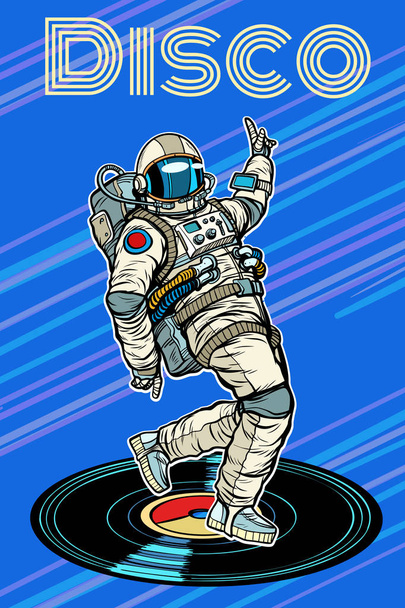 Disco. Astronaut dances - Vector, afbeelding