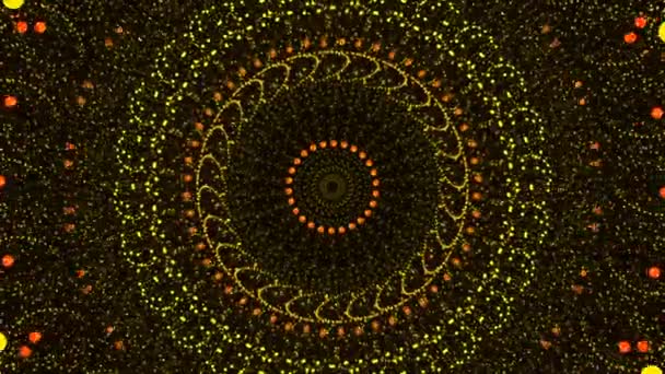 Počítač video animace abstraktní vzory s létáním kulaté barevné částice na tmavém pozadí 4k - Záběry, video