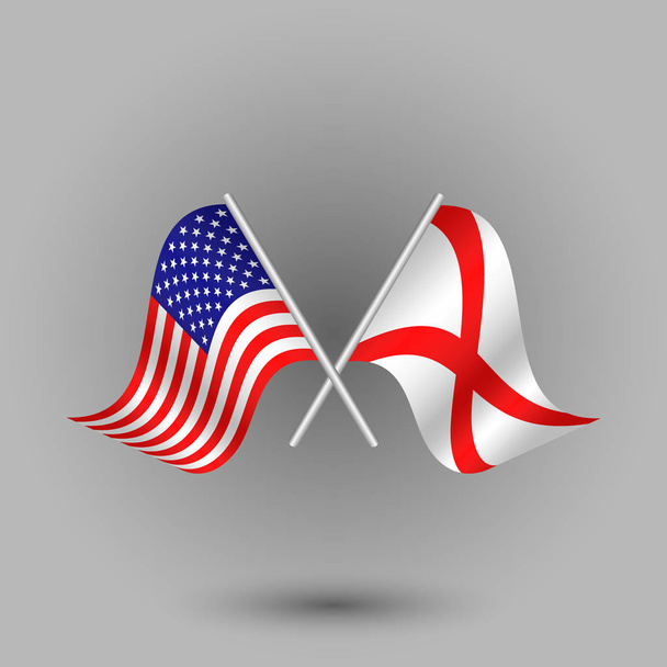 вектор два схрещених американця і прапор Алабами на срібних палицях символи об'єднаних держав Америки
 - Вектор, зображення