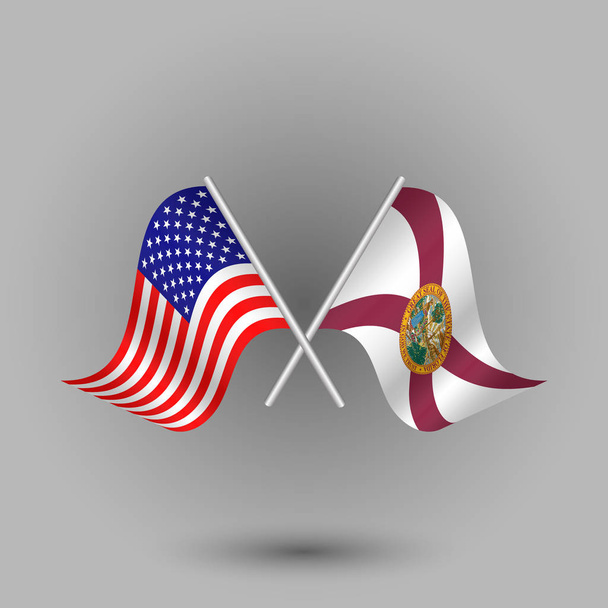 vettore due incrociato americano e bandiera della Florida su bastoni d'argento - simboli degli Stati Uniti d'America usa
 - Vettoriali, immagini