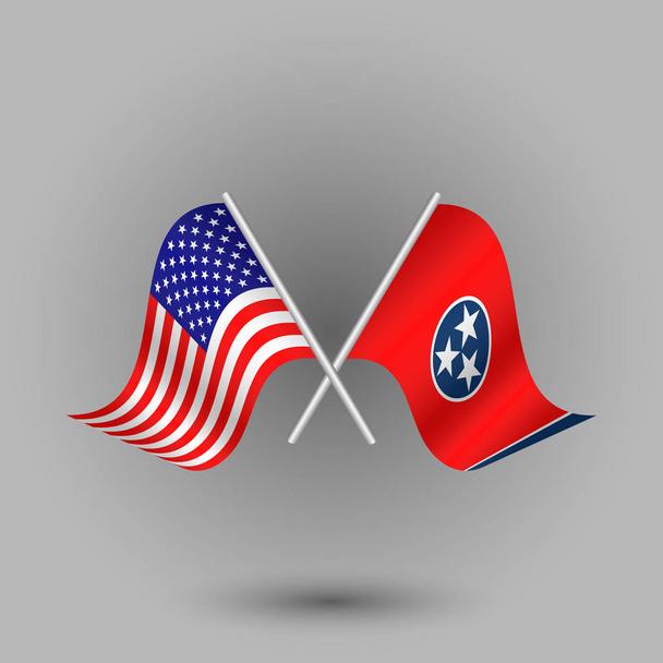 вектор два перекрещенных американца и флаг Теннеси на серебряных палочках - символы объединенных штатов США
 - Вектор,изображение