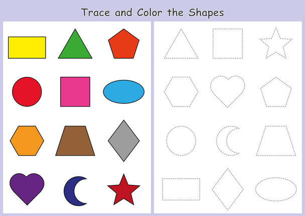 tracer et colorer les formes géométriques, feuille de calcul pour les enfants
 - Photo, image