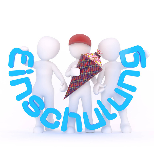 first school day and kids with german EINSCHULUNG letters - Photo, Image
