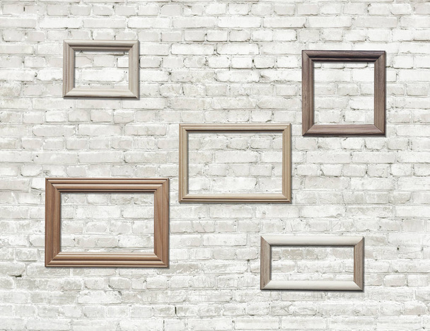 old photo frames on brick wall - Foto, Imagen