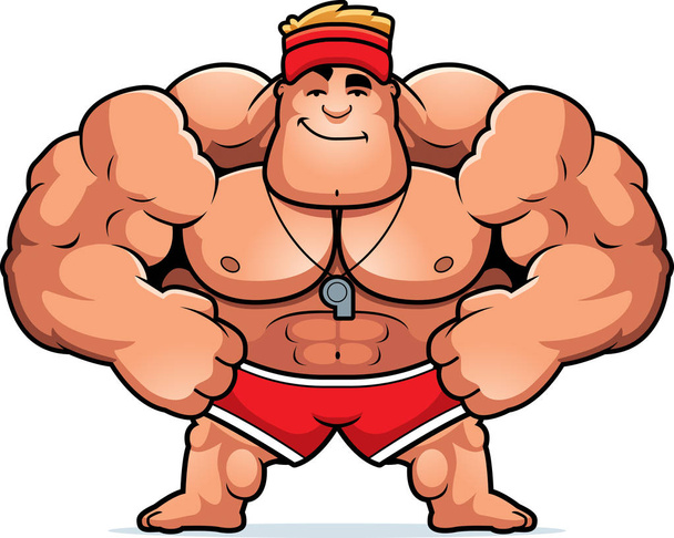 A cartoon illustration of a lifeguard looking confident. - Vettoriali, immagini