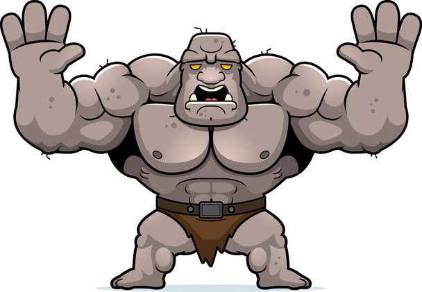 A cartoon illustration of an ogre looking scared. - Vector, Image