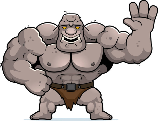 A cartoon illustration of an ogre waving. - Vector, afbeelding