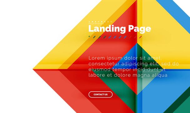 正方形の着陸ページ web デザイン テンプレート図形幾何学的な抽象的な背景 - ベクター画像