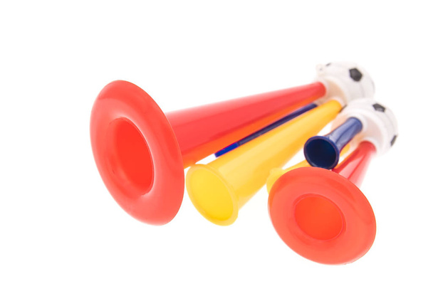 voetbal voetbal triple ventilator trompet - Foto, afbeelding