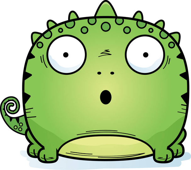 A cartoon illustration of a lizard looking surprised. - Vektör, Görsel