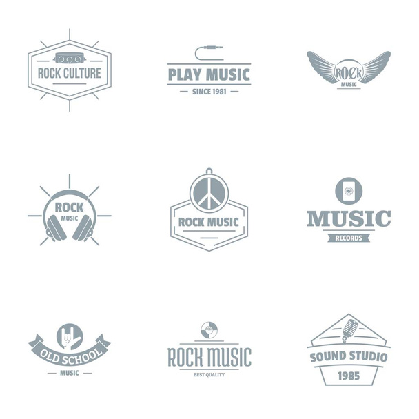 Rock euphony logo set, simple style - Διάνυσμα, εικόνα