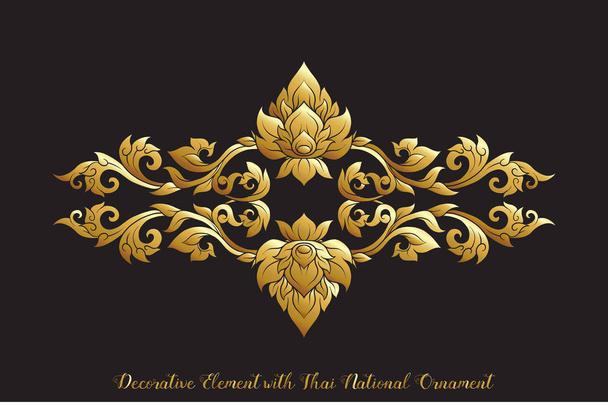 Set of gold elements of traditional Thai ornament.  - Vector, Image