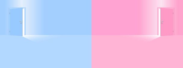 Παιδικό δωμάτιο. Μπλε και ροζ φυτώριο για αγόρι και κορίτσι, γιος και κόρη, μικρό αδελφό και αδελφή. Εικονογράφηση διάνυσμα. - Διάνυσμα, εικόνα