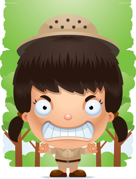A cartoon illustration of a girl explorer looking angry. - Vector, Image