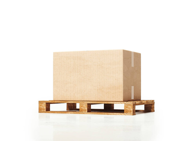 Caja de cartón sobre fondo blanco, representación 3d
 - Foto, imagen