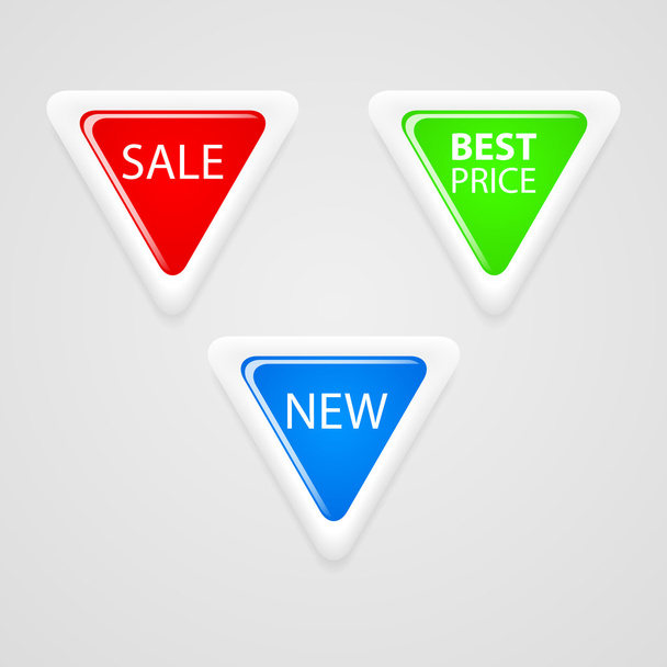 Triangle buttons for sale. - Vector, Image