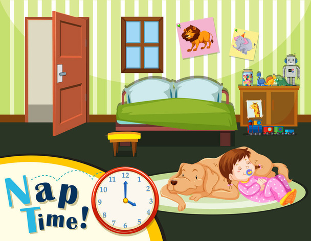 Young toddler nap time illustration - Vector, Image