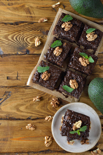 Healthy vegetarian brownies with avocado - Фото, изображение