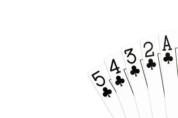 Poker ruce 5 vysoké straight flush (ocelové kolo) v klubech - Fotografie, Obrázek