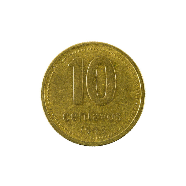 10 аргентинських кентавових монет (1993) лицьова ізольована на білому тлі
 - Фото, зображення