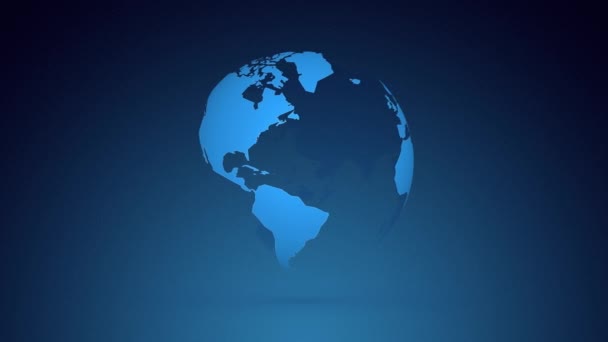 Globe, Planeta Ziemia obraca na ciemnym niebieskim tle - Materiał filmowy, wideo
