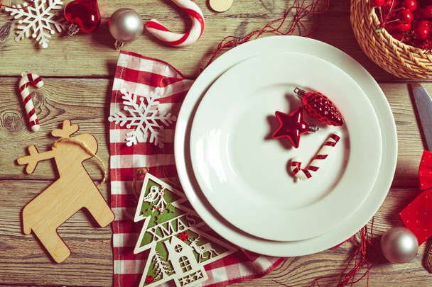 Christmas table place setting - Foto, Imagen
