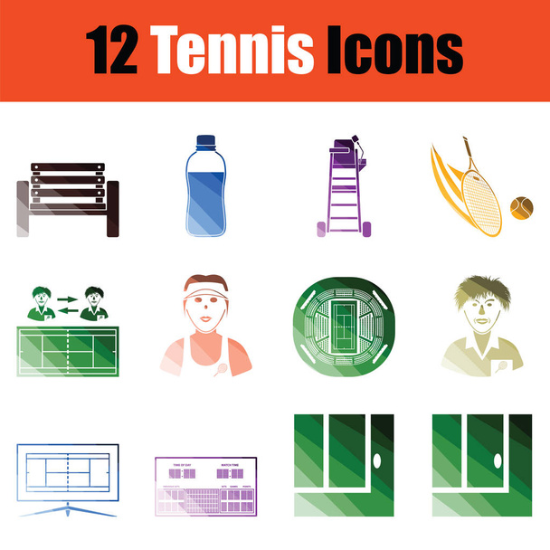 Conjunto de iconos de tenis. Diseño de color degradado. Ilustración vectorial
. - Vector, imagen