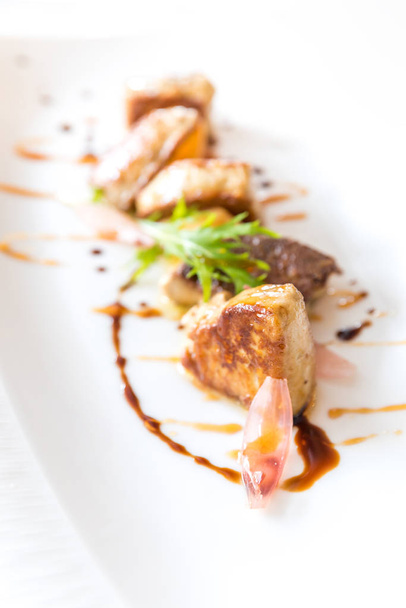 Fried Foie gras grilled, gourmet French cuisine. - Foto, Imagem