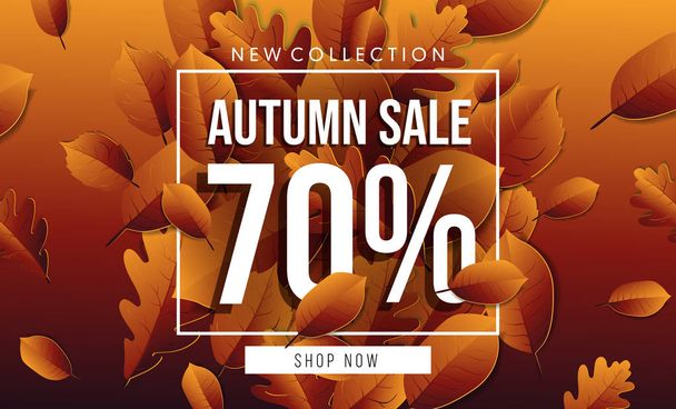 Autumn sale banner with lettering - Vector, Image