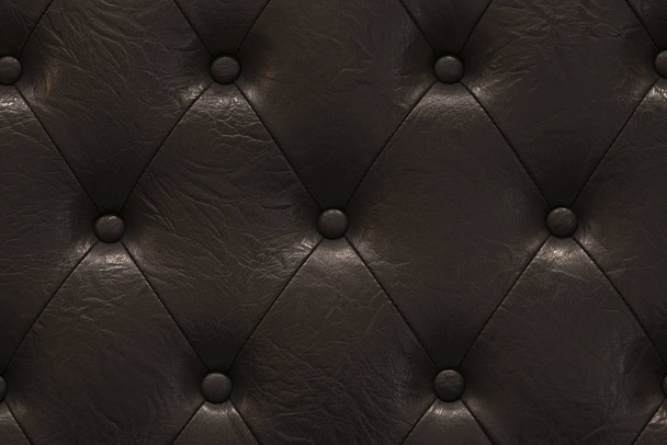 Black vintage padded leather cloth showcasing a highly detailed texture that exudes a sense of timeless elegance with a carefully crafted quilting pattern adding depth and dimension to the material. - Photo, Image