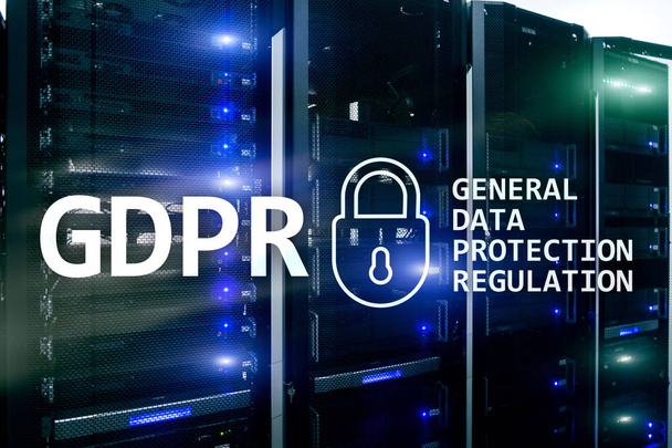 GDPR, General data protection regulation compliance. Server room background. - Fotografie, Obrázek