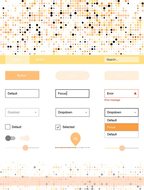 Kit de conception de matériel vectoriel orange clair avec des points. Guide de style coloré avec des cercles sur fond abstrait. Belle mise en page pour les sites Web, les pages de destination
. - Vecteur, image
