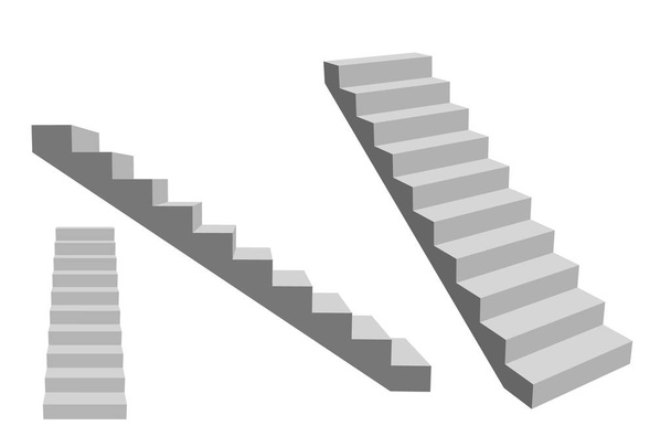 Stairway. Isolated on white background. 3d Vector illustration. Different viewes. - Vektor, kép
