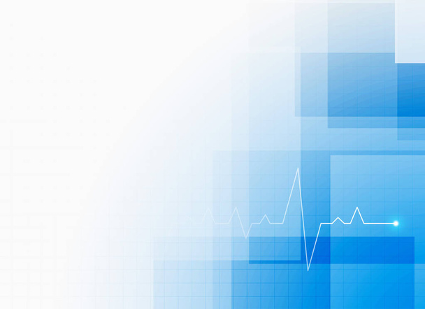 blauwe medische gezondheidszorg achtergrond met cardiograaf - Vector, afbeelding