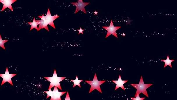 Komputer animacji wideo w klipie streszczenie stylizowane czerwone gwiazdki, w kierunku od lewej do prawej - Materiał filmowy, wideo