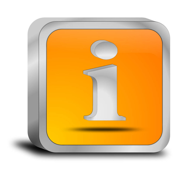 oranžové informační tlačítko - 3D ilustrace - Fotografie, Obrázek