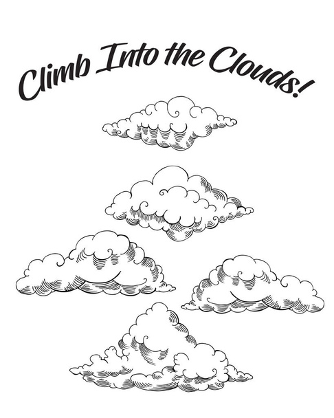 Quotes poster with clouds. Hand drawn illustration - Vector, Image