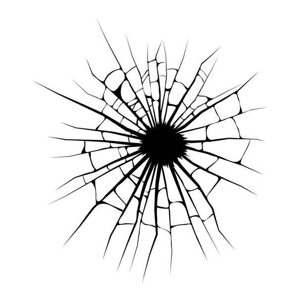 ventana rota, grietas diseño vectorial agujero aislado sobre fondo blanco
 - Vector, imagen